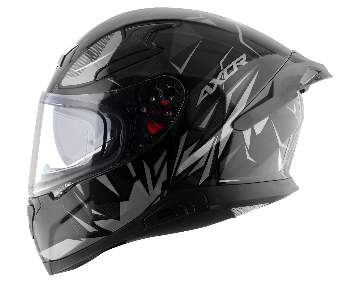 Axor Apex Hunter ISI ECE DOT Certified Full Face Dual Visor Helmet for Men and Women with Pinlock Fitted Outer Clear Visor and Inner Smoke Sun Visor Black Grey Helmet-L