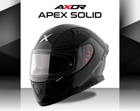 Axor Apex Solid ISI ECE DOT Certified Glossy Black Full Face Dual Visor Helmet for Men and Women with Pinlock Fitted Outer Clear Visor and Inner Smoke Sun Visor Black(M)
